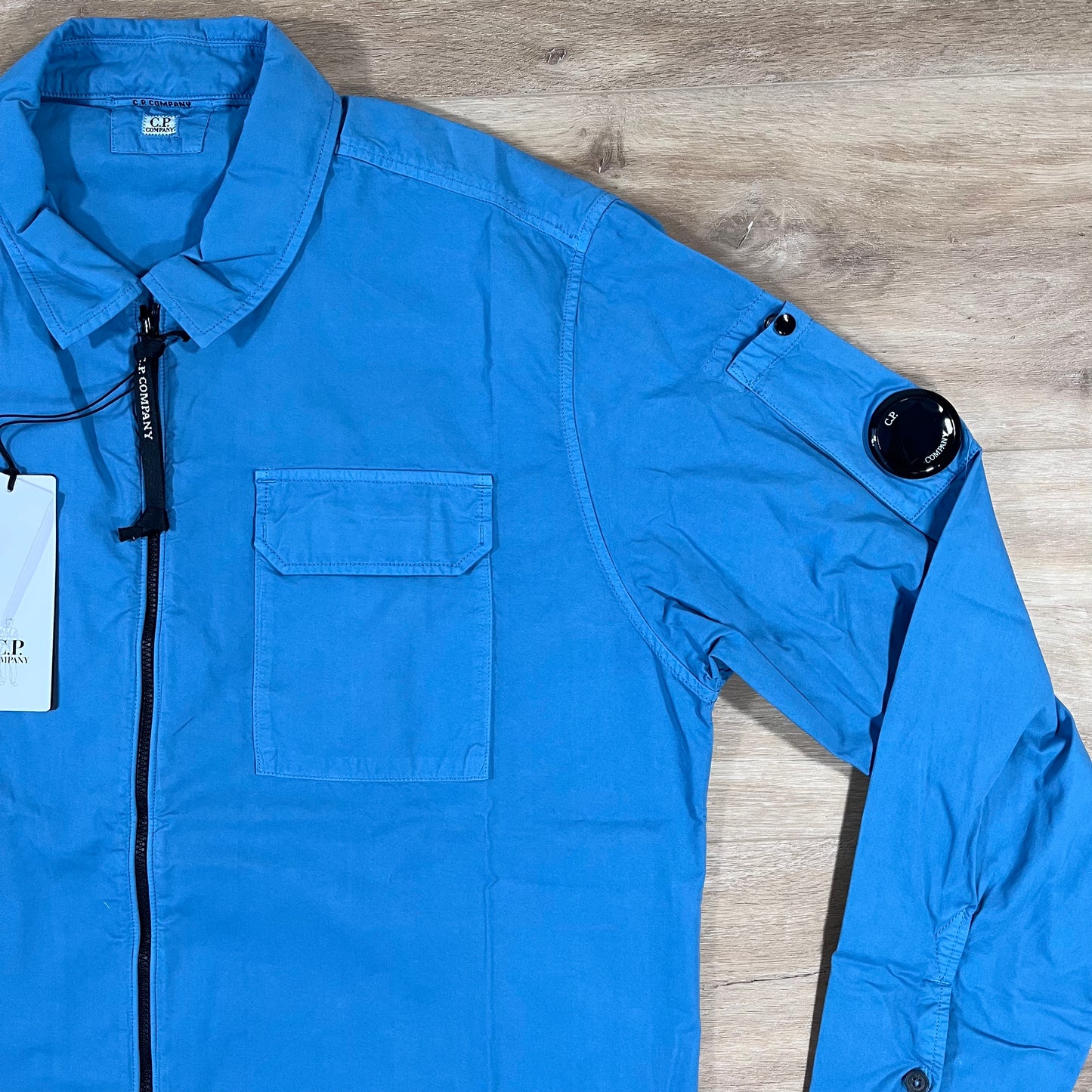 C.P. Company Organic Gabardine Lens Overshirt in Aegean Blue