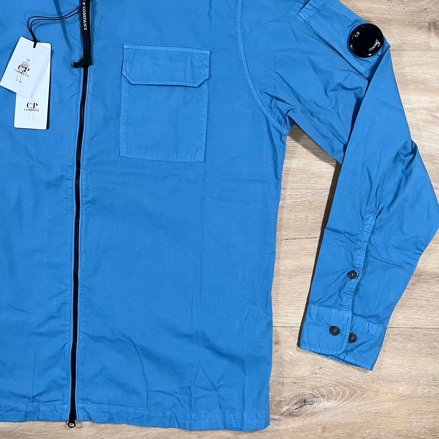 C.P. Company Organic Gabardine Lens Overshirt in Aegean Blue