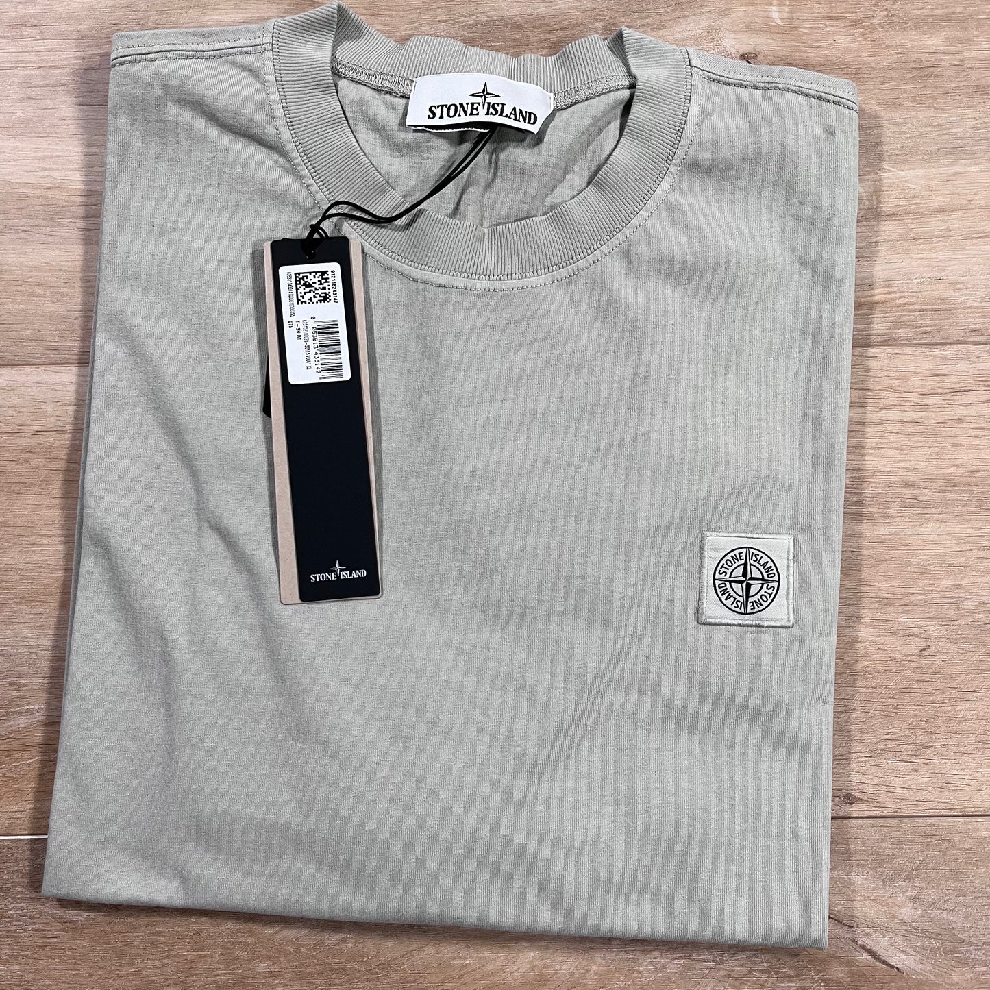 Stone Island Combed Organic Patch Logo T-Shirt in Pearl Grey