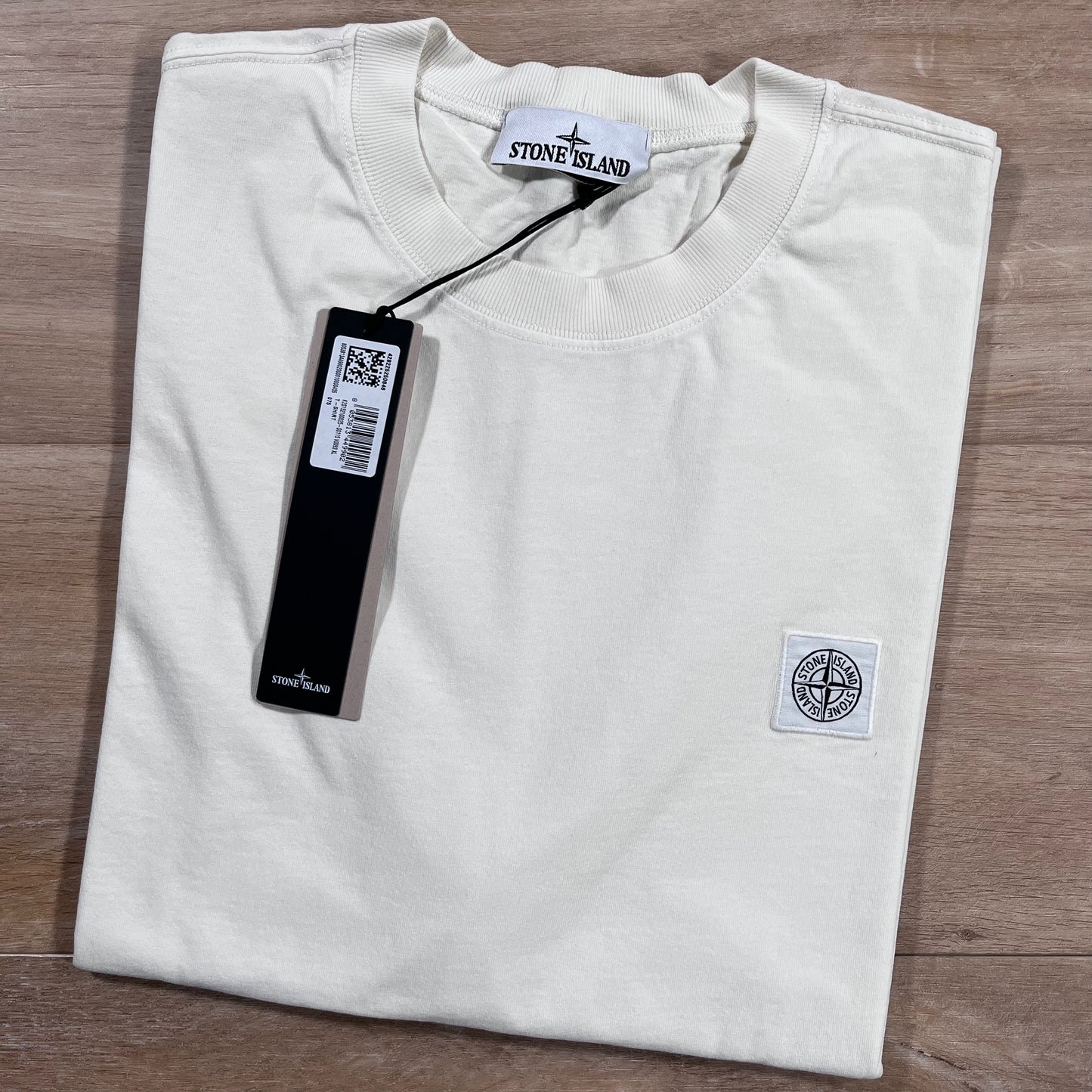 Stone Island Combed Organic Patch Logo T-Shirt in Ivory