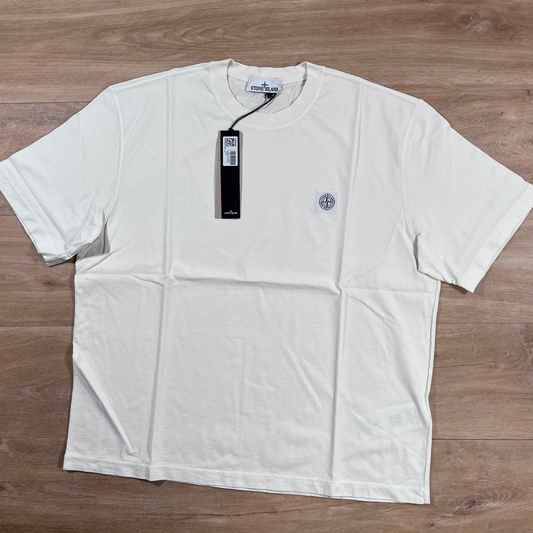 Stone Island Combed Organic Patch Logo T-Shirt in Ivory