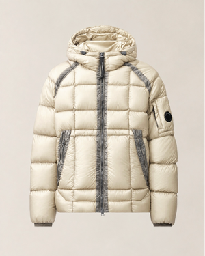 C.P. Company D.D. Shell Lens Puffer Jacket in Silver Birch