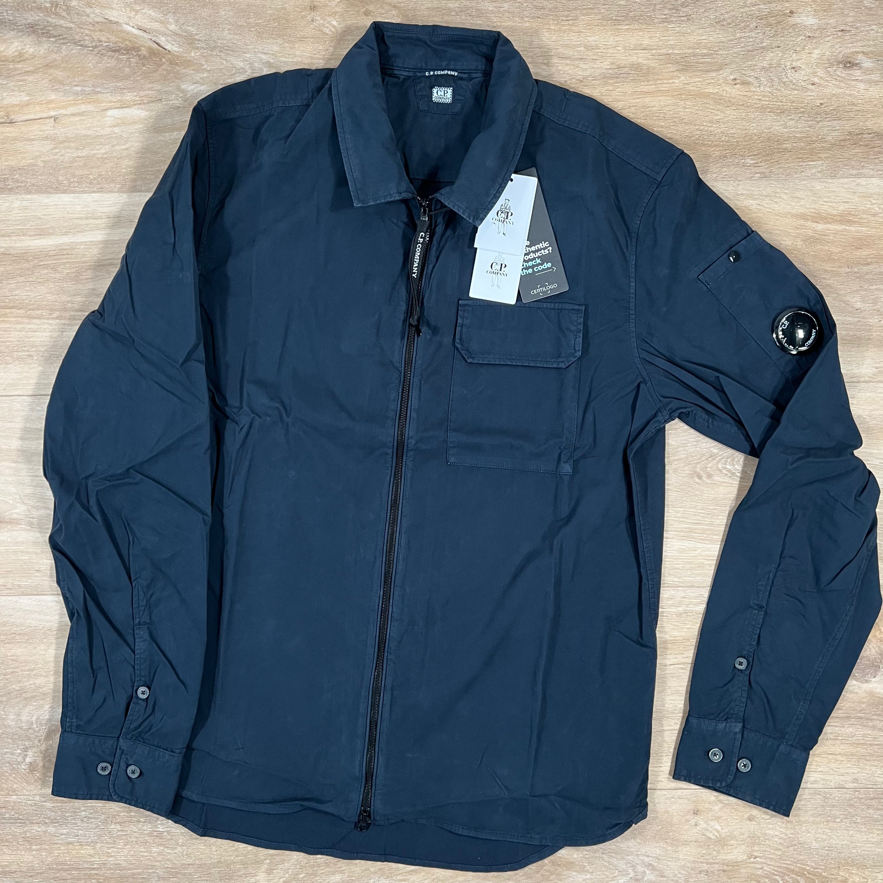 C.P. Company Gabardine Lens Overshirt in Navy LABEL MENSWEAR