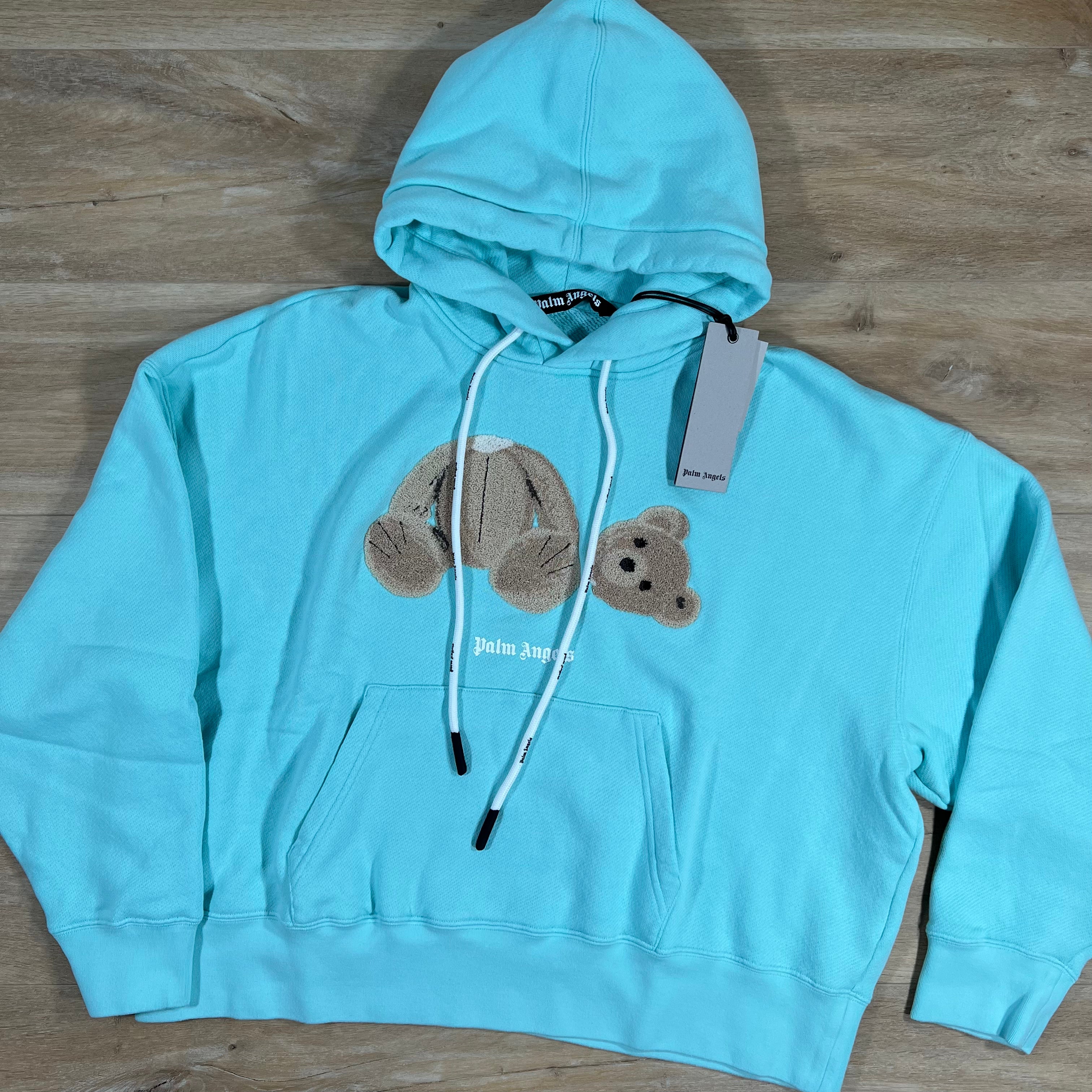 Palm Angels Bear Hoodie in Light Blue LABEL MENSWEAR
