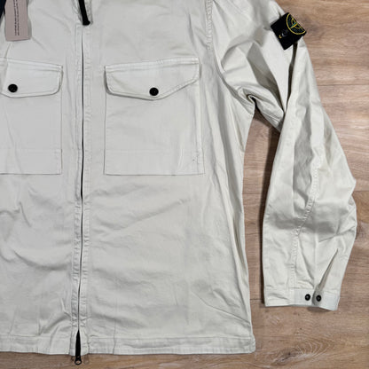 Stone Island Organic Stretch Cotton Overshirt in Sand