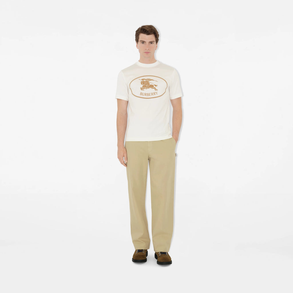 Burberry Knight Stamp Cotton T-Shirt in Chalk