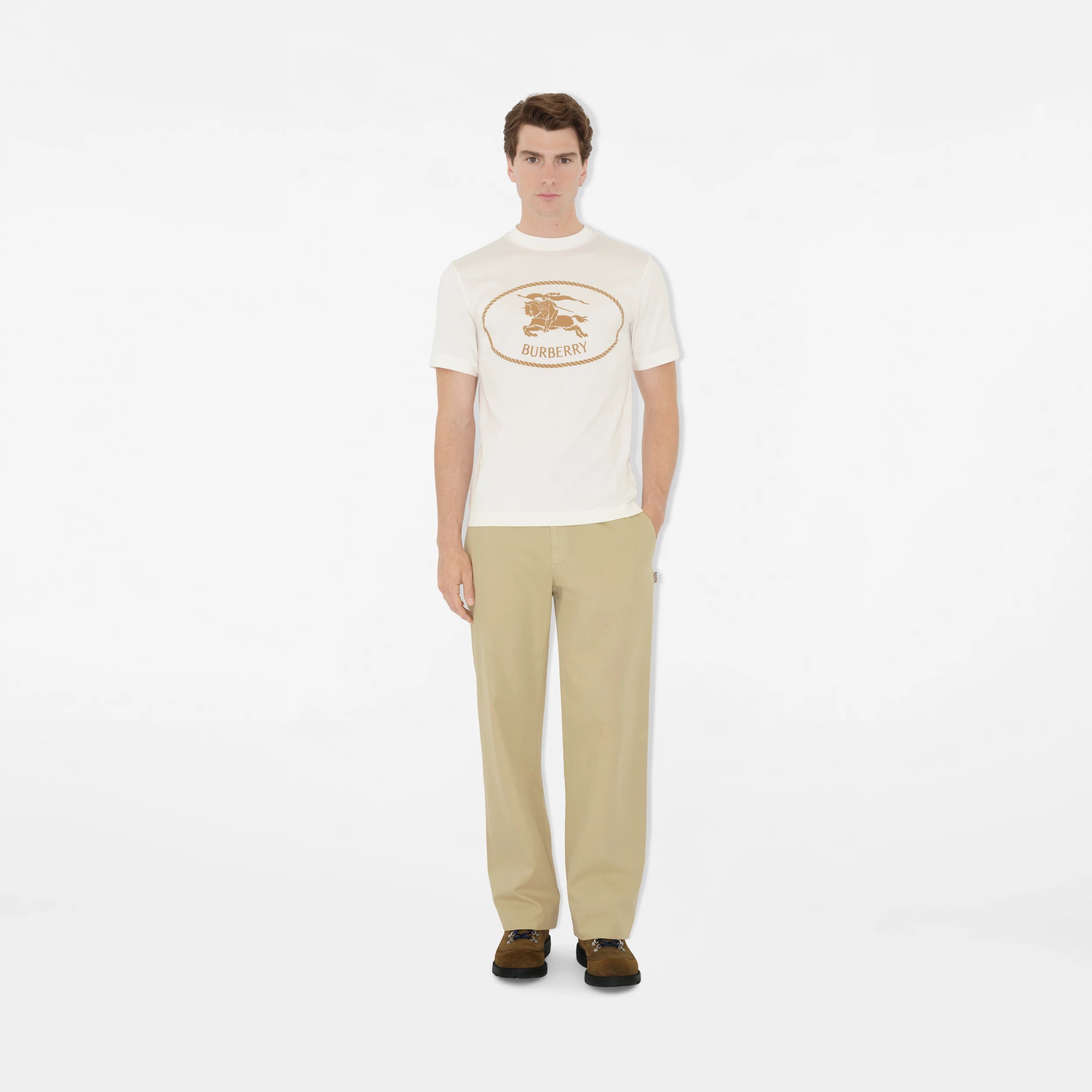 Burberry Knight Stamp Cotton T-Shirt in Chalk