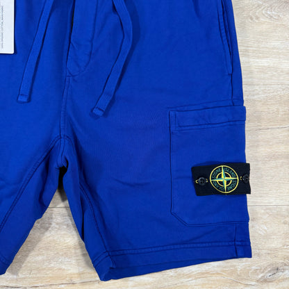 Stone Island Organic Cotton Fleece Shorts in Bright Blue