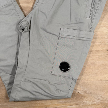 C.P. Company Stretch Sateen Regular Lens Cargo Pants in London Fog - Grey