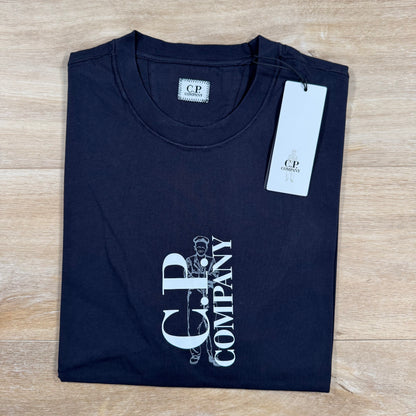 C.P. Company Vertical Logo T-Shirt in Navy