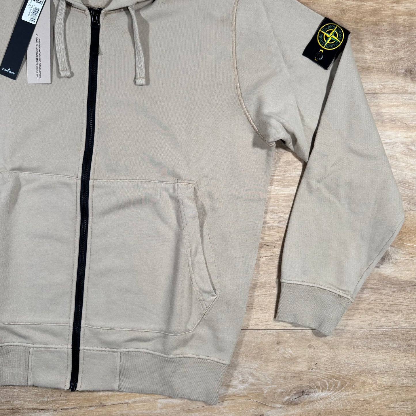 Stone Island Organic Cotton Fleece Zip Hoodie in Desert