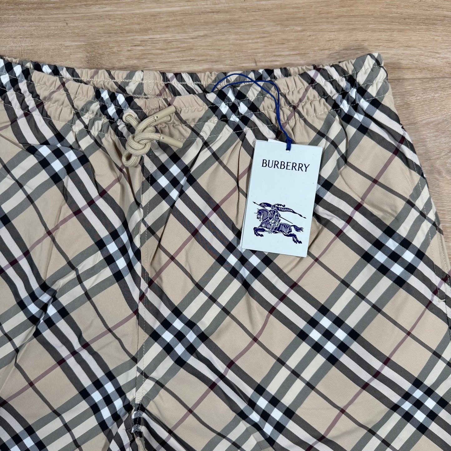 Burberry Check Swim Shorts in Alabaster