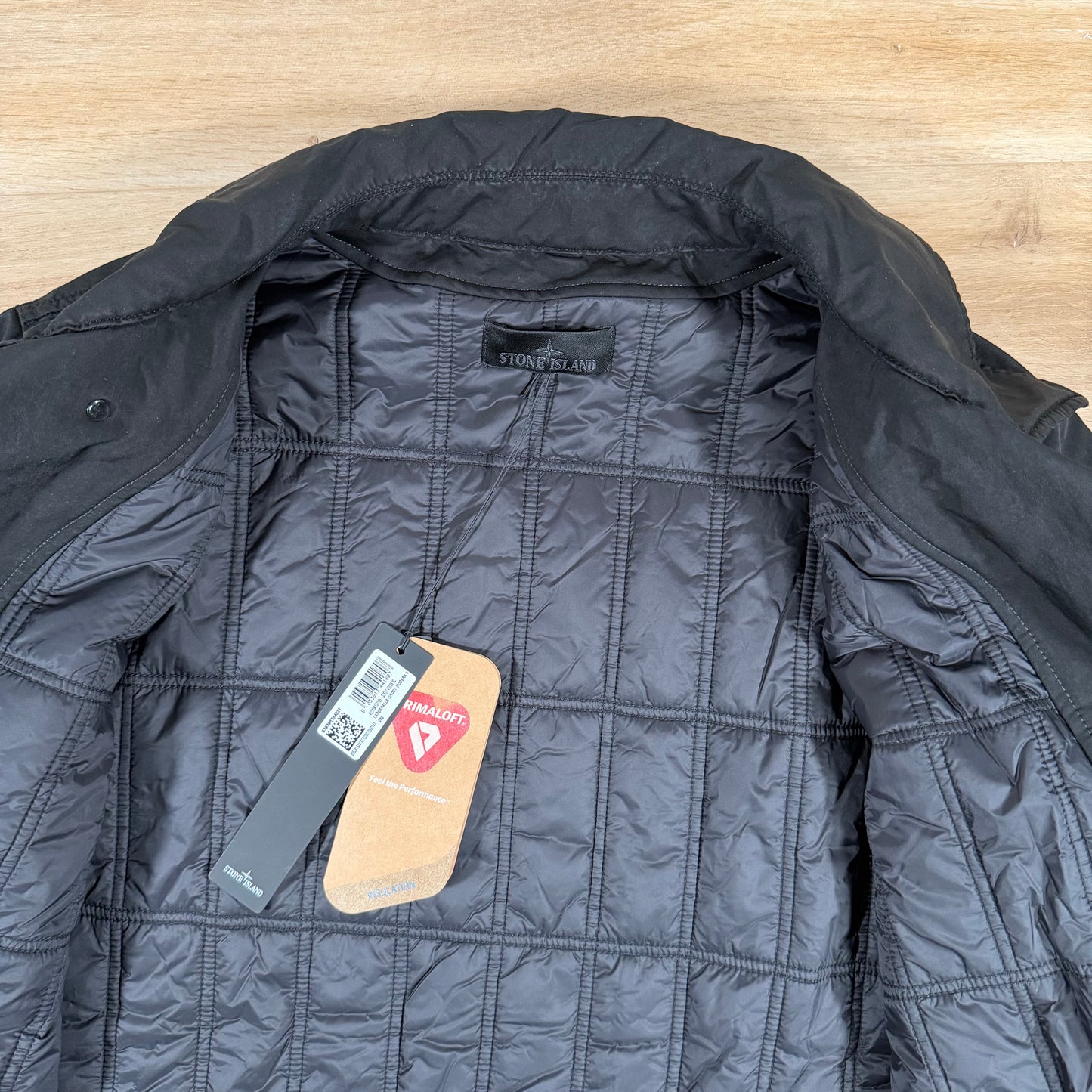 Stone Island Ghost David-TC Padded Pea Coat in Black