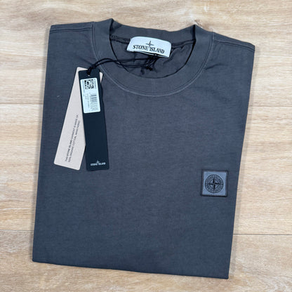 Stone Island Combed Organic Cotton Patch Logo T-Shirt in Charcoal Grey
