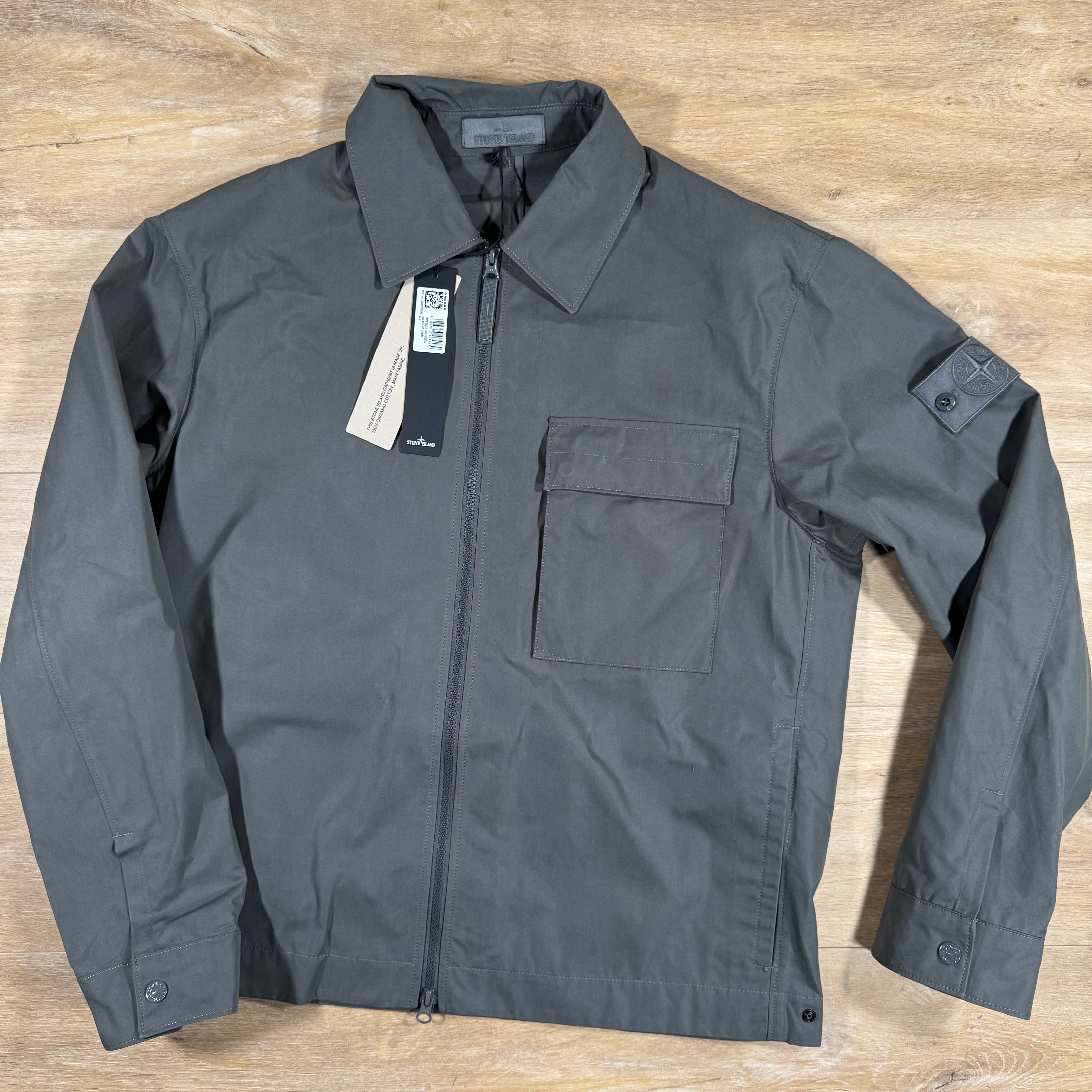 Stone Island Ghost Weatherproof Cotton Canvas Overshirt in Dark