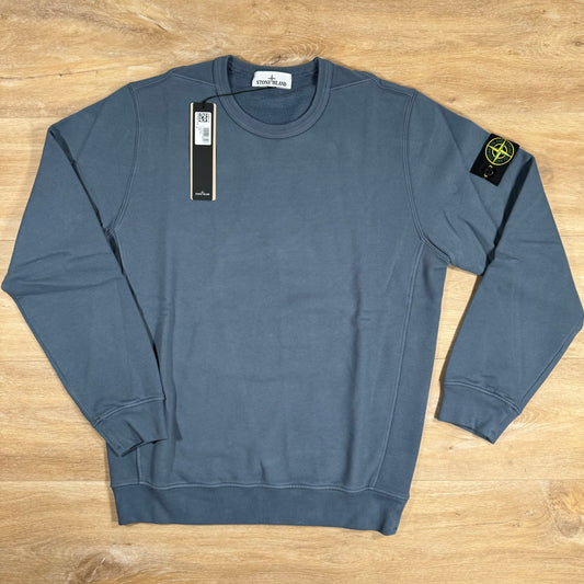 Stone Island Garment Dyed Crewneck Sweatshirt in Mid Blue