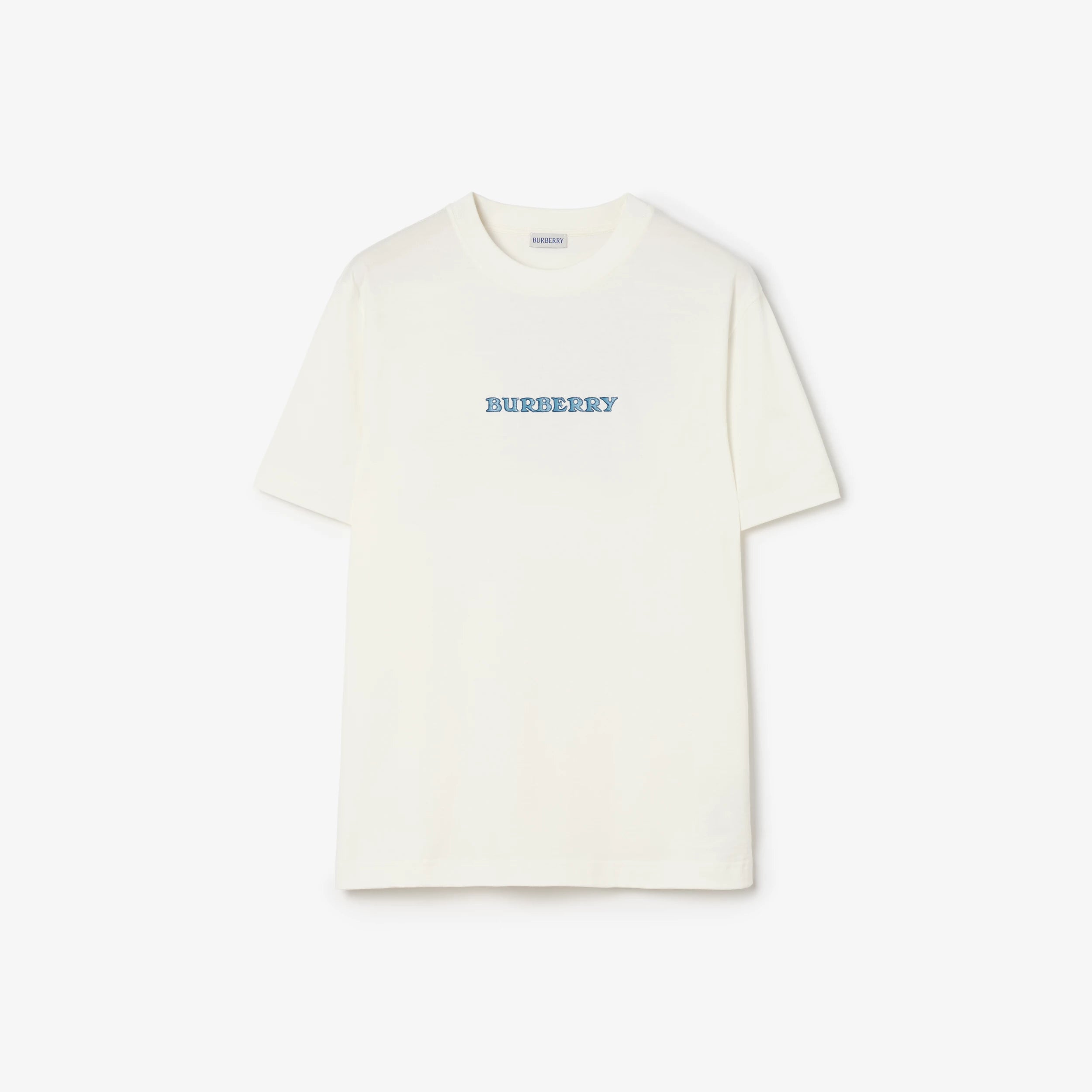 Burberry Heritage Logo Cotton T-Shirt in Chalk White
