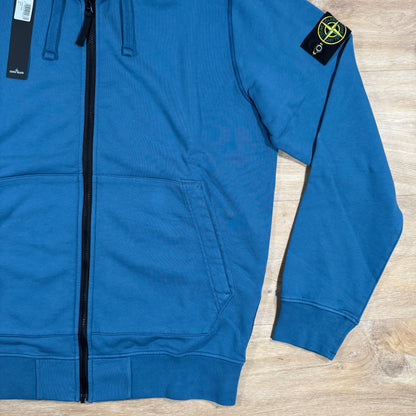 Stone Island Garment Dyed Zip Hoodie in Avio Blue