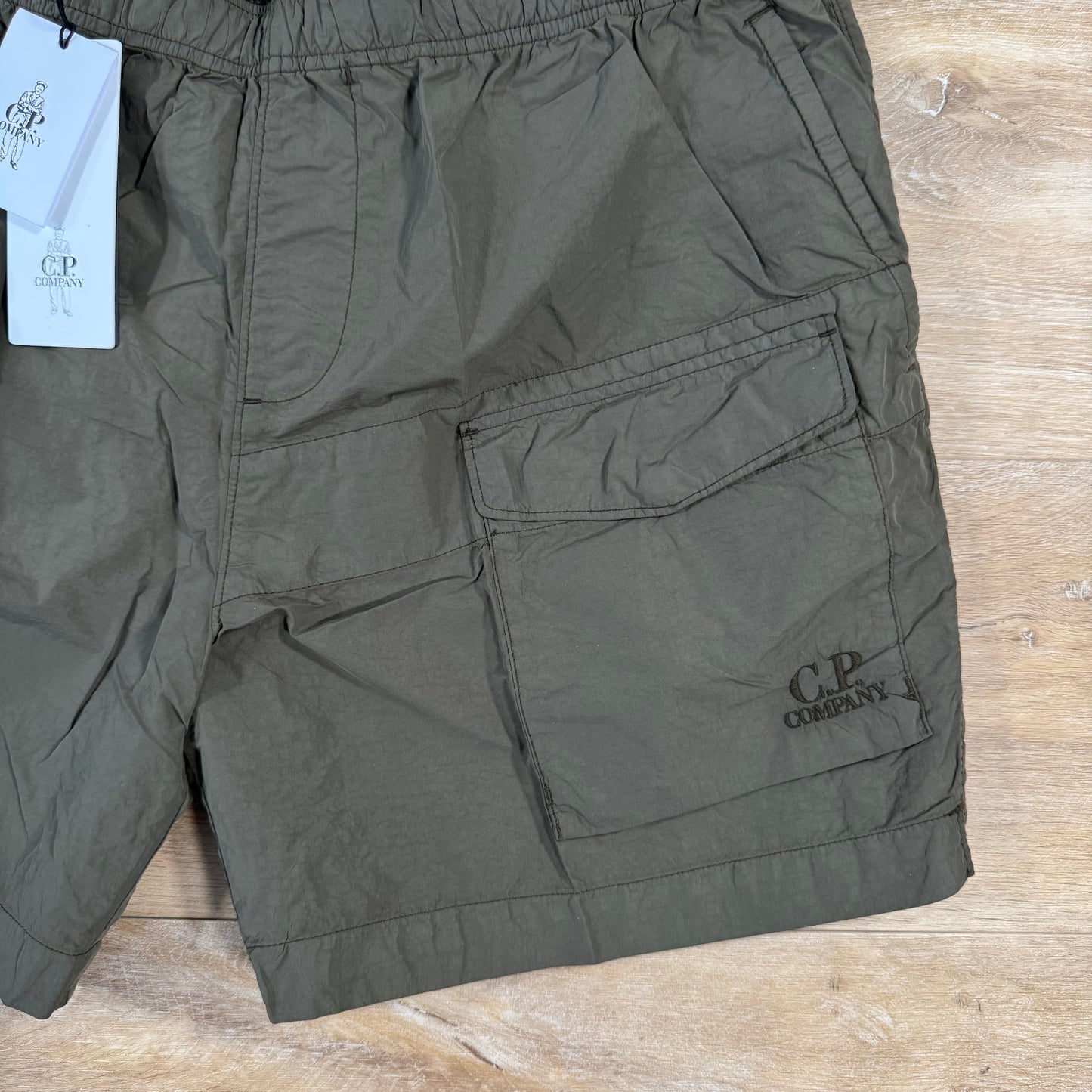 C.P. Company Flatt Nylon Logo Swim Shorts in Ivy Green