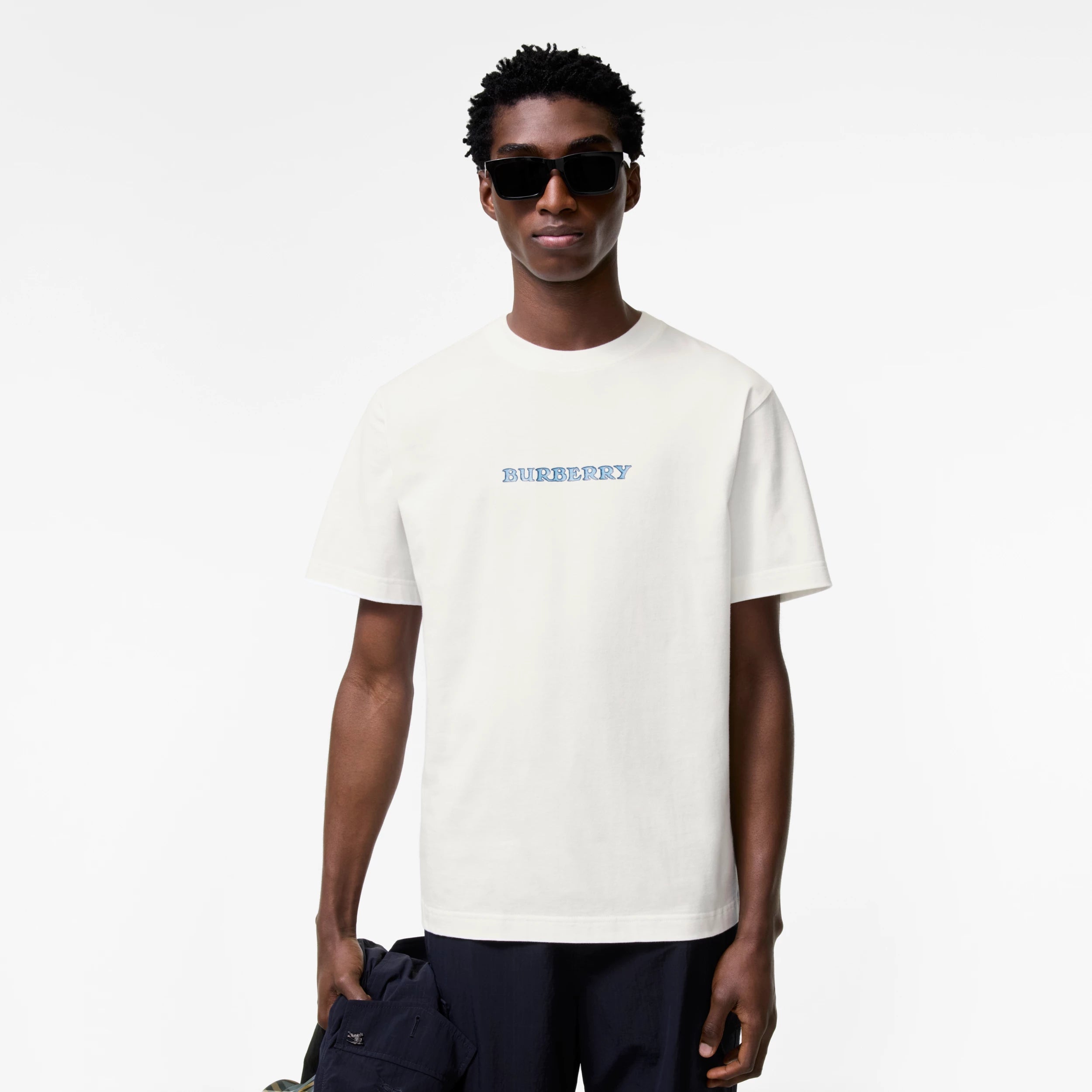 Burberry Heritage Logo Cotton T-Shirt in Chalk White