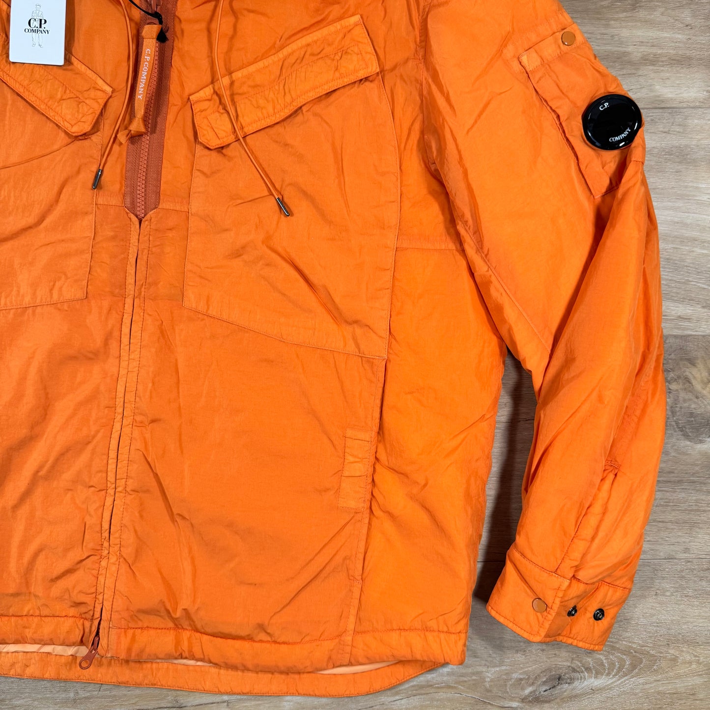 C.P. Company Chrome-R Hooded Zipped Lens Overshirt in Russet Orange