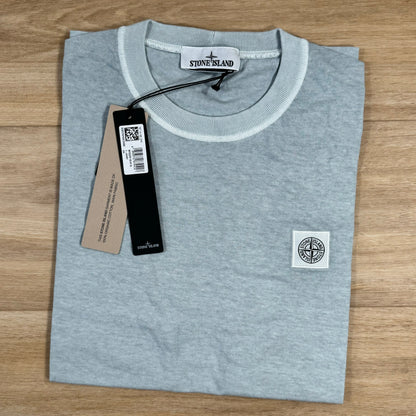Stone Island Patch Logo Cotton T-Shirt in Sky Blue