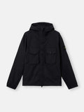Stone Island Stretch Organic Cotton Twill Hooded Overshirt in Black