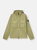 Stone Island Stretch Organic Cotton Twill Hooded Overshirt in Laurel Green