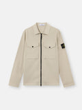 Stone Island Stretch Organic Cotton Satin Overshirt in Sand