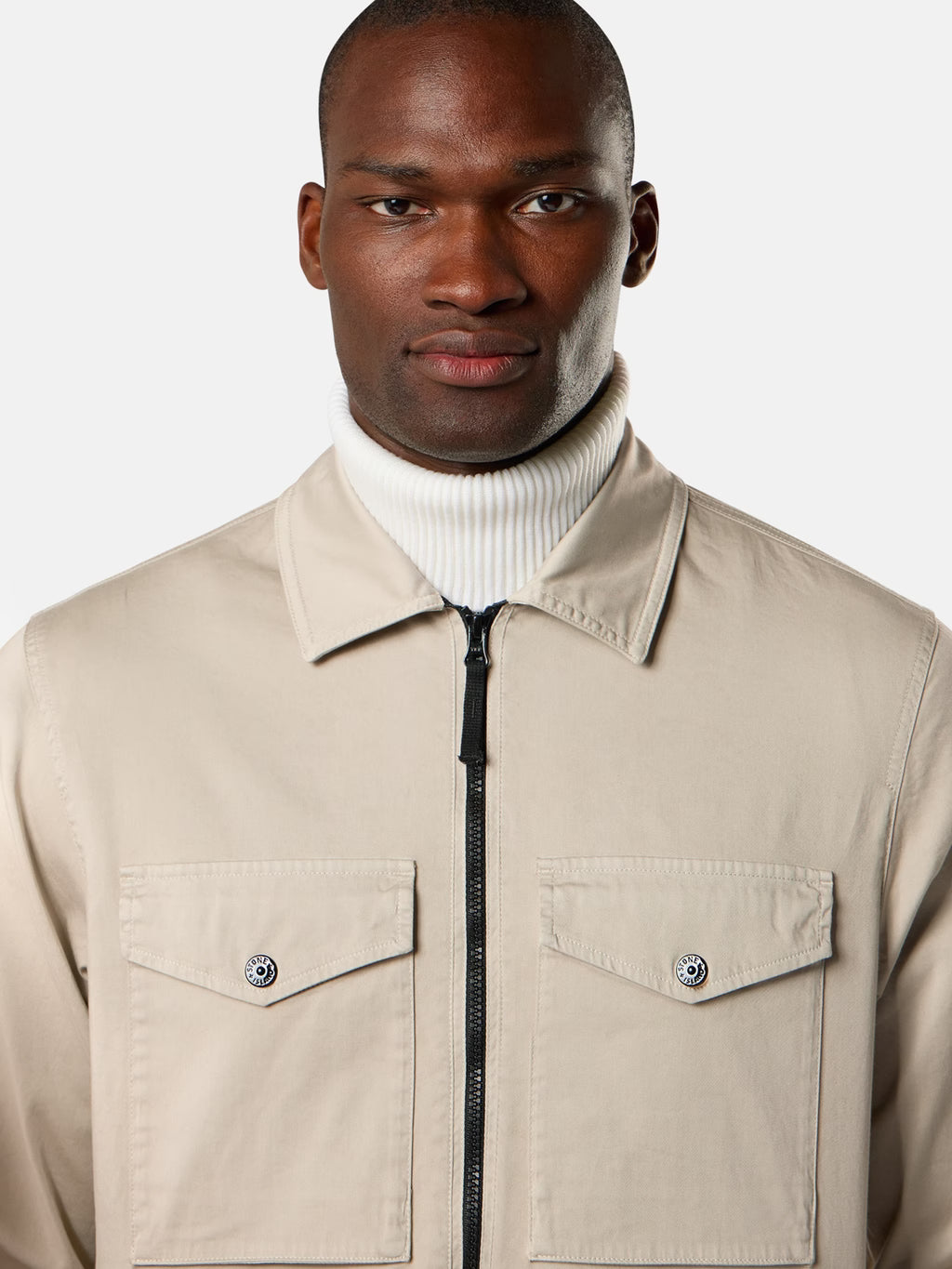 Stone Island Stretch Organic Cotton Satin Overshirt in Sand