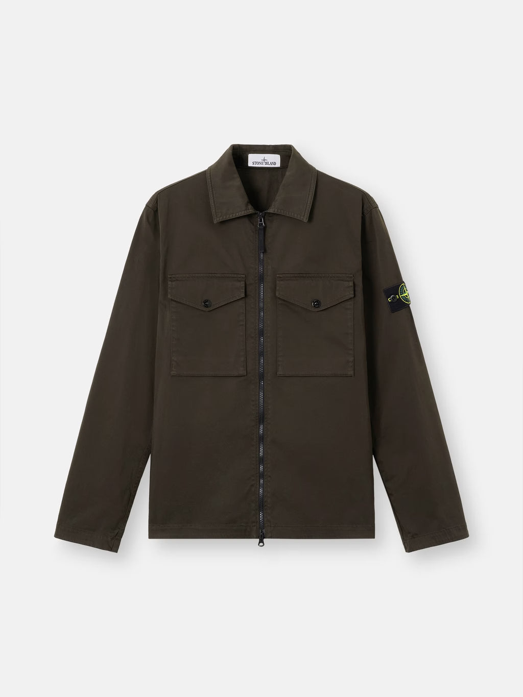 Stone Island Stretch Organic Cotton Satin Overshirt in Coal Grey