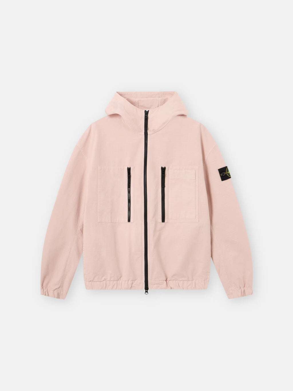 Stone Island Organic Cotton Ripstop Hooded Overshirt in Antique Rose