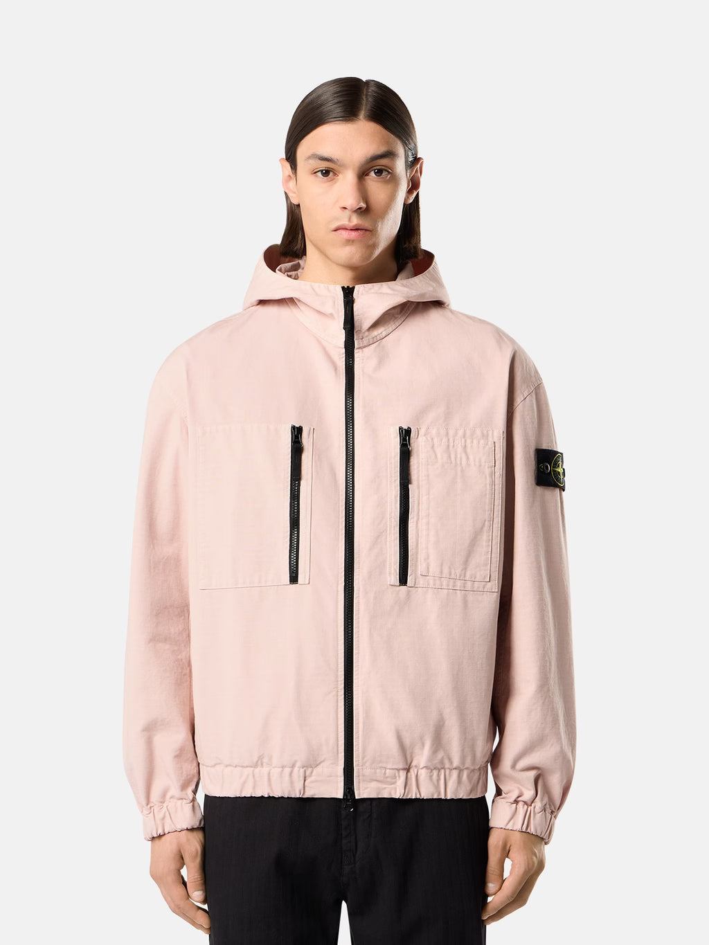Stone Island Organic Cotton Ripstop Hooded Overshirt in Antique Rose