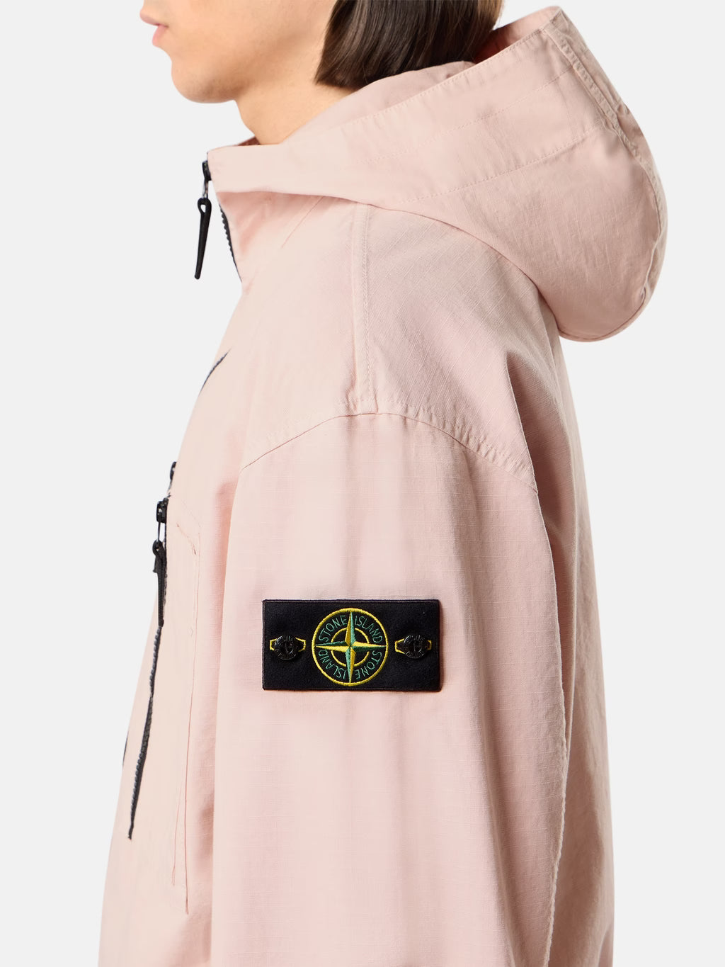 Stone Island Organic Cotton Ripstop Hooded Overshirt in Antique Rose