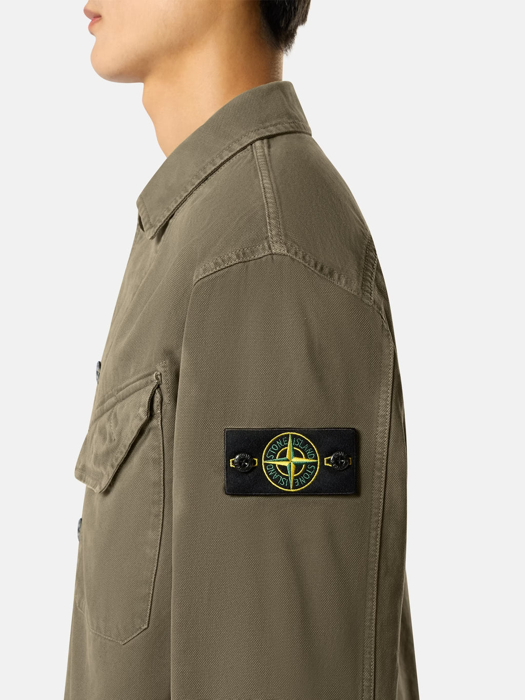 Stone Island Organic Panama Cotton 'Old' Effect Overshirt in Sand