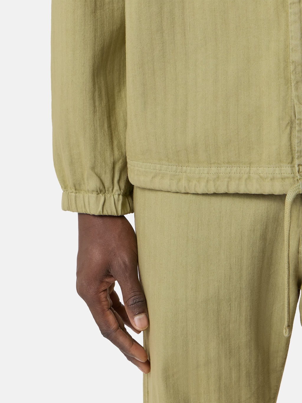 Stone Island Cotton Herringbone Overshirt in Laurel Green
