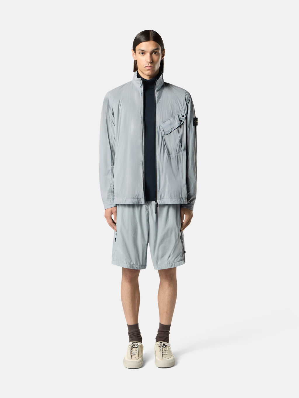 Stone Island Ultralight Nylon Stretch-TC Overshirt in Ash Grey