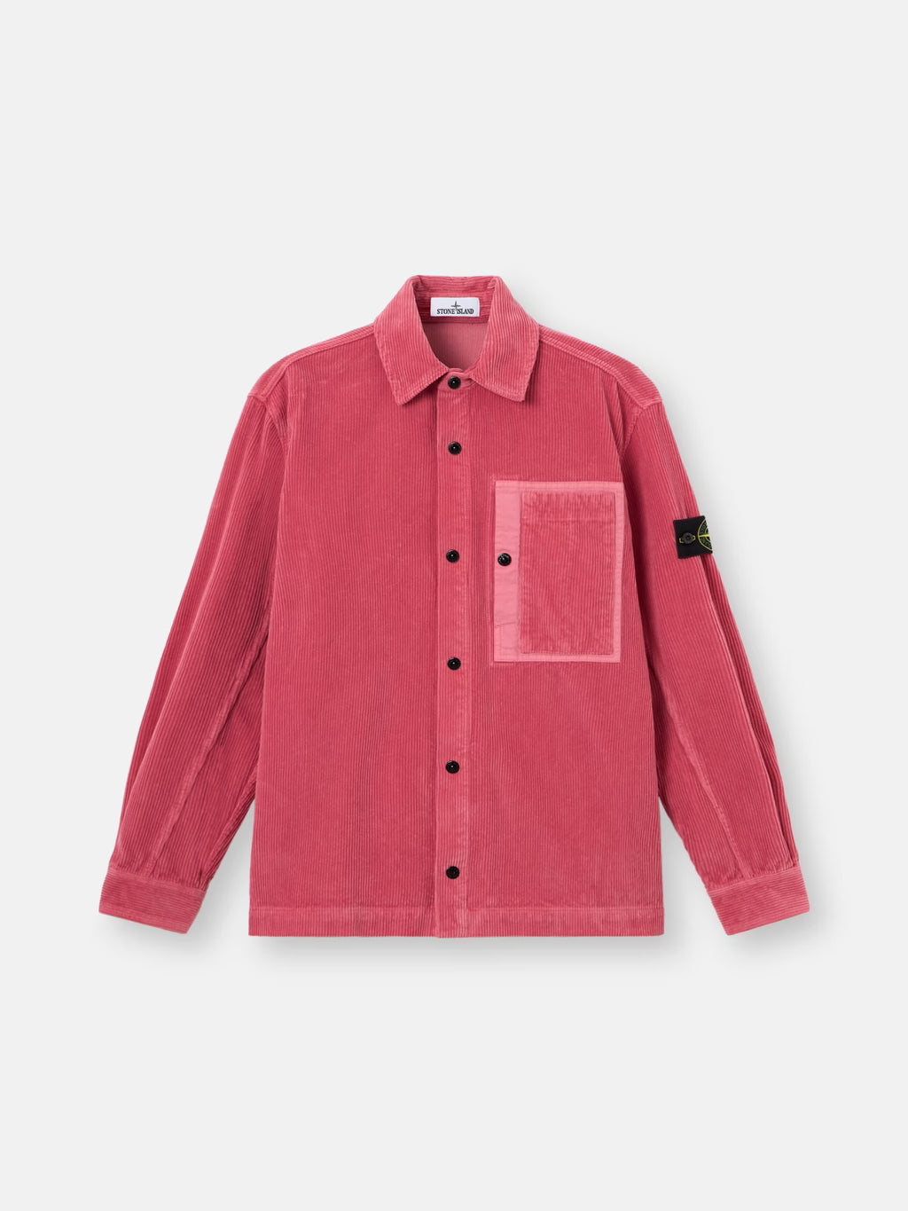 Stone Island Organic Cotton Corduroy 800 Chest Pocket Overshirt in Geranium