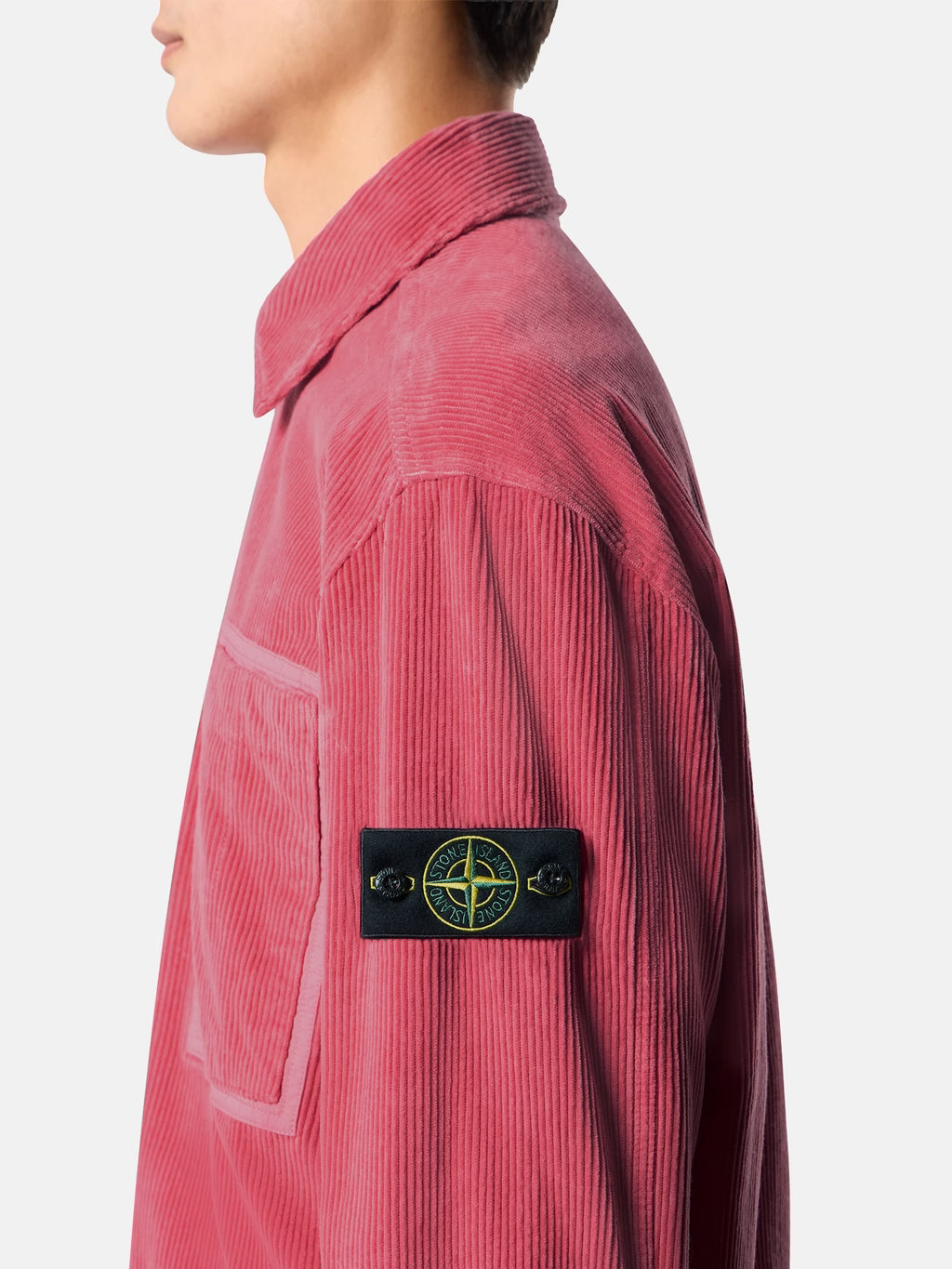 Stone Island Organic Cotton Corduroy 800 Chest Pocket Overshirt in Geranium