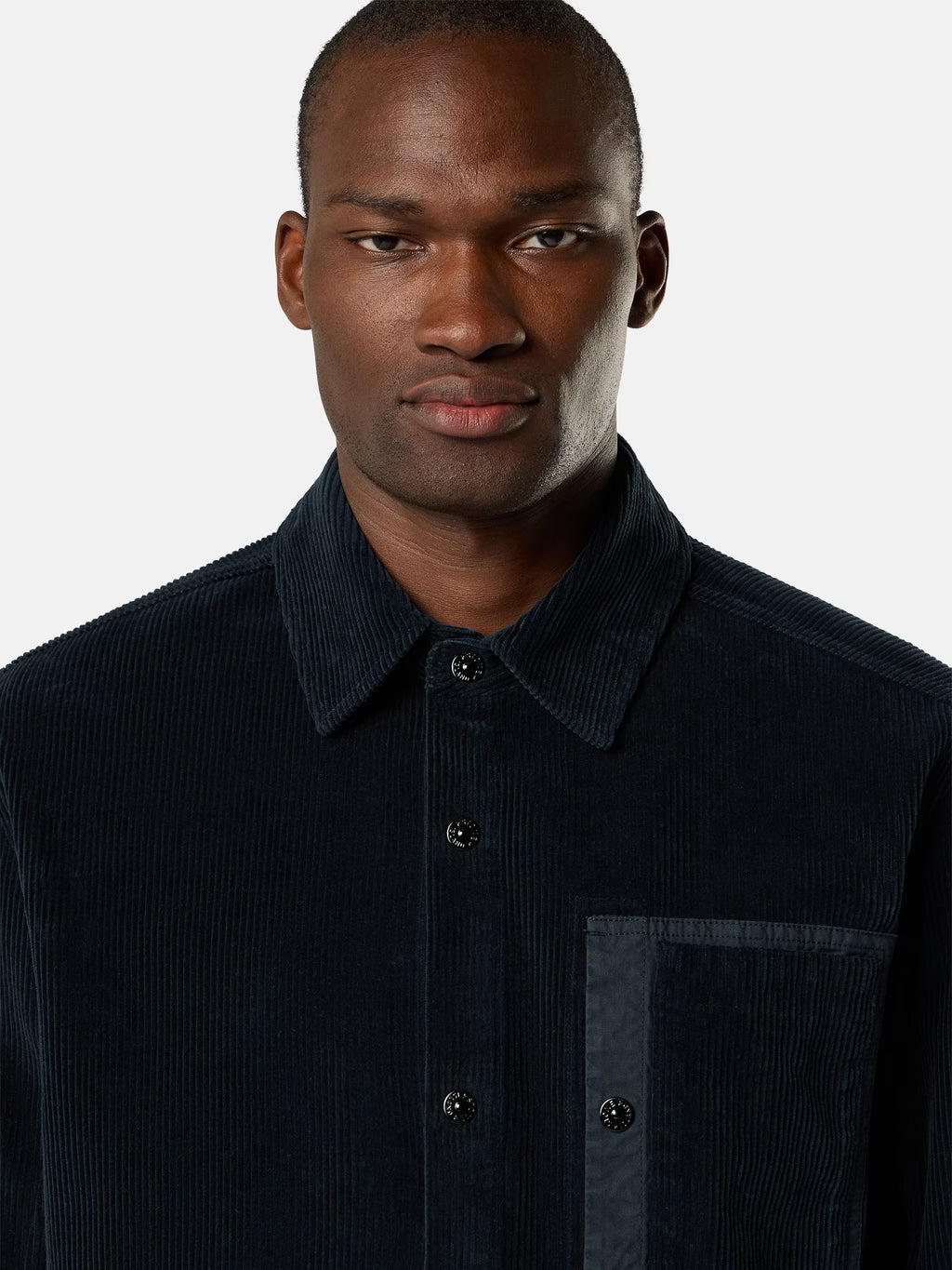Stone Island Organic Cotton Corduroy 800 Chest Pocket Overshirt in Navy