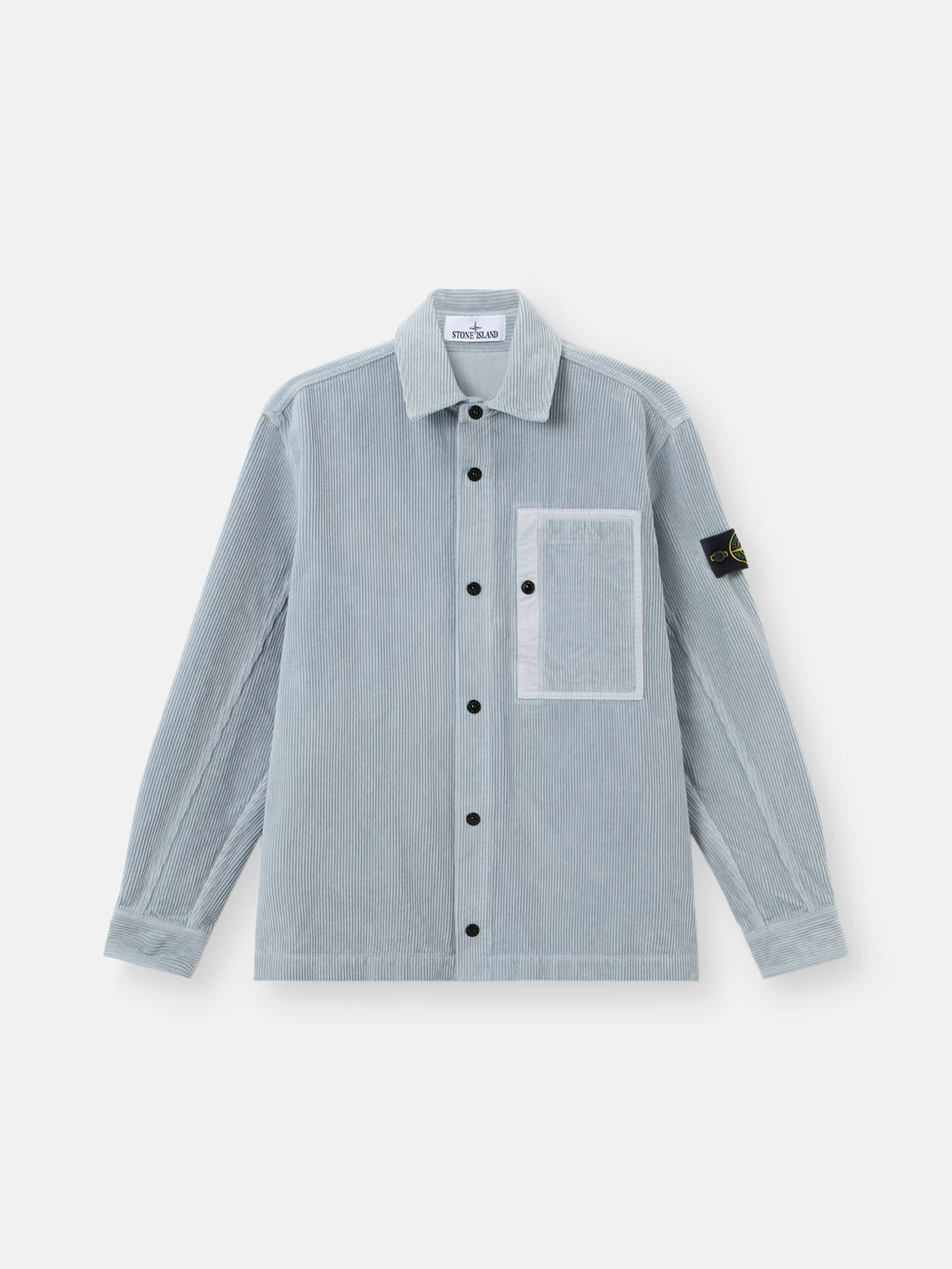 Stone Island Organic Cotton Corduroy 800 Chest Pocket Overshirt in Ash Grey