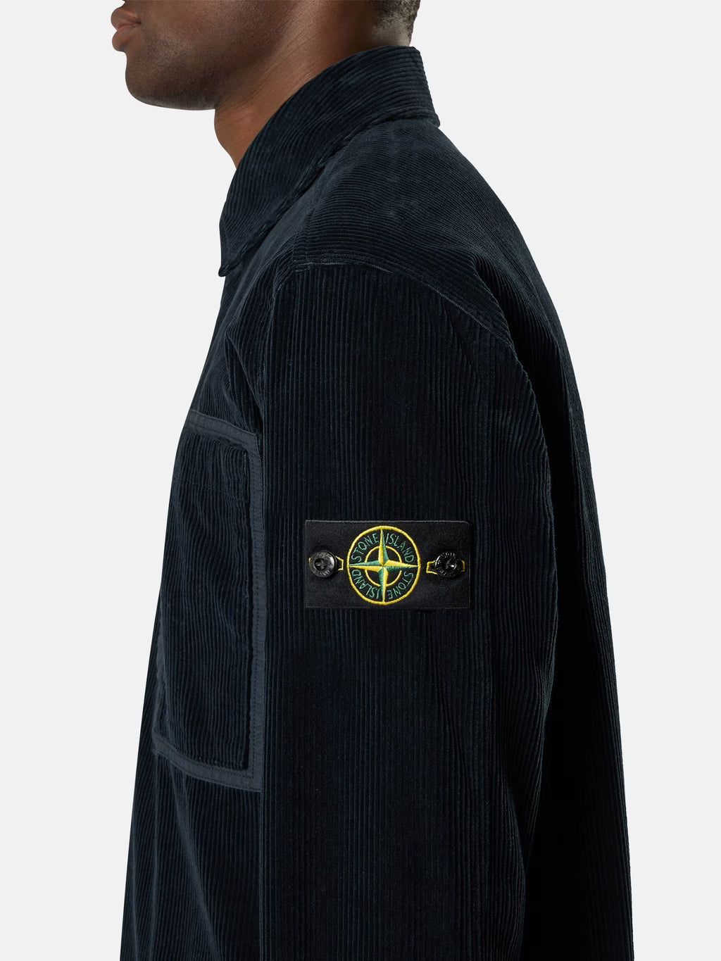 Stone Island Organic Cotton Corduroy 800 Chest Pocket Overshirt in Navy
