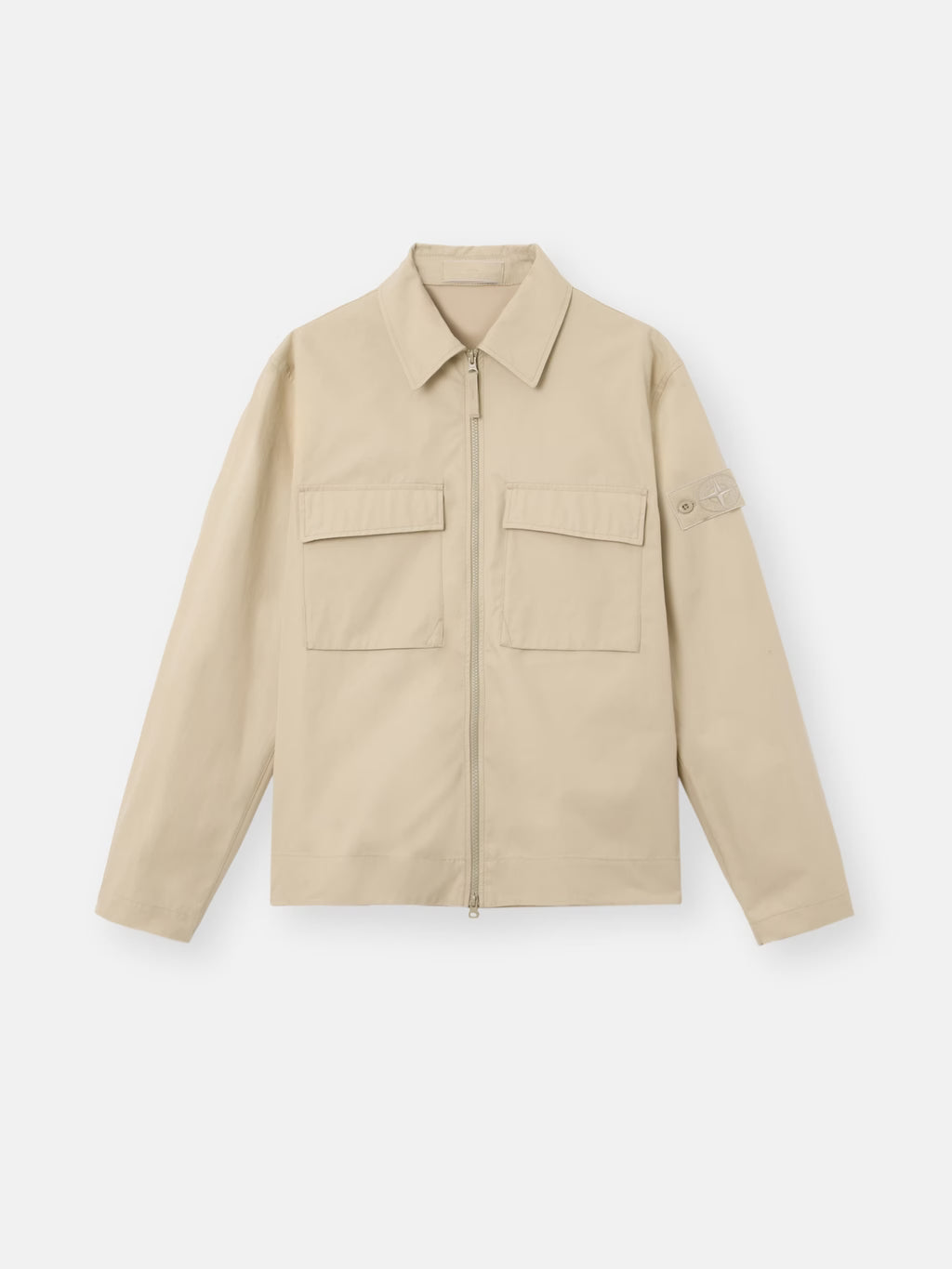 Stone Island All-Weather Cotton Canvas Ghost Overshirt in Beige