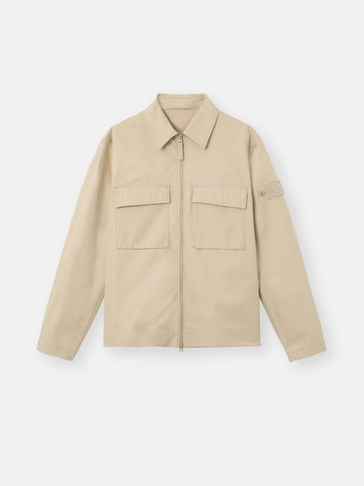 Stone Island All-Weather Cotton Canvas Ghost Overshirt in Beige