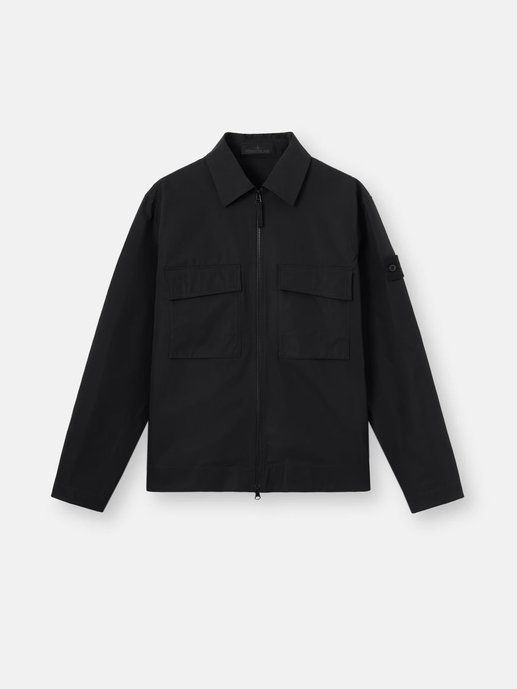 Stone Island All-Weather Cotton Canvas Ghost Overshirt in Black