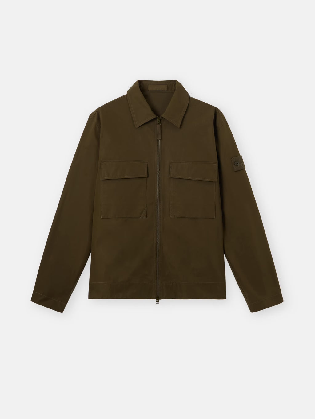 Stone Island All-Weather Cotton Canvas Ghost Overshirt in Military Green
