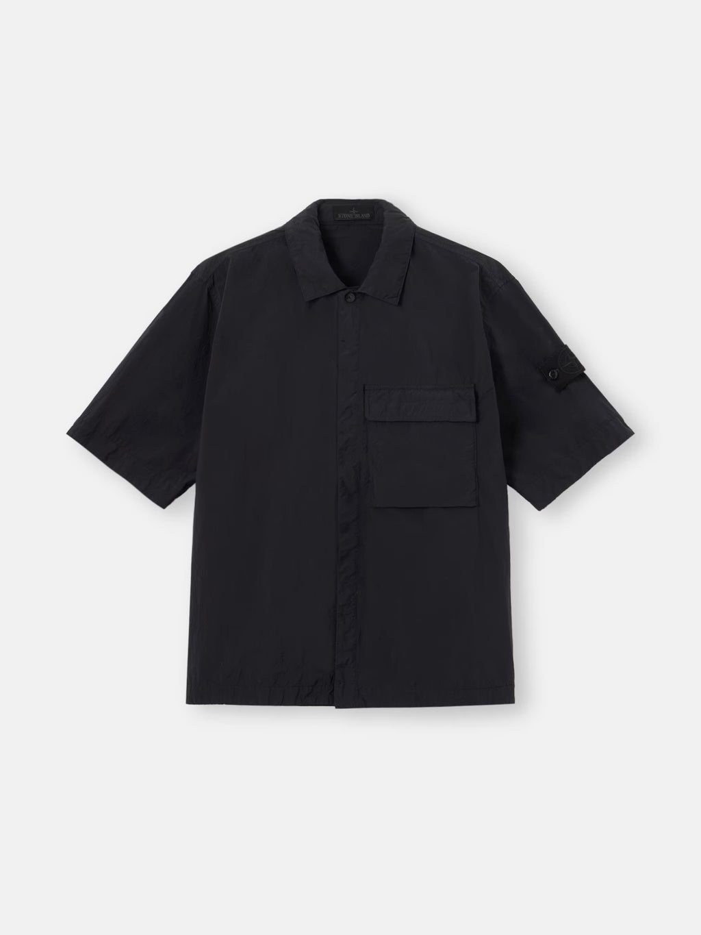 Stone Island Nylon Smerigliato Ghost Short-Sleeve Shirt in Black