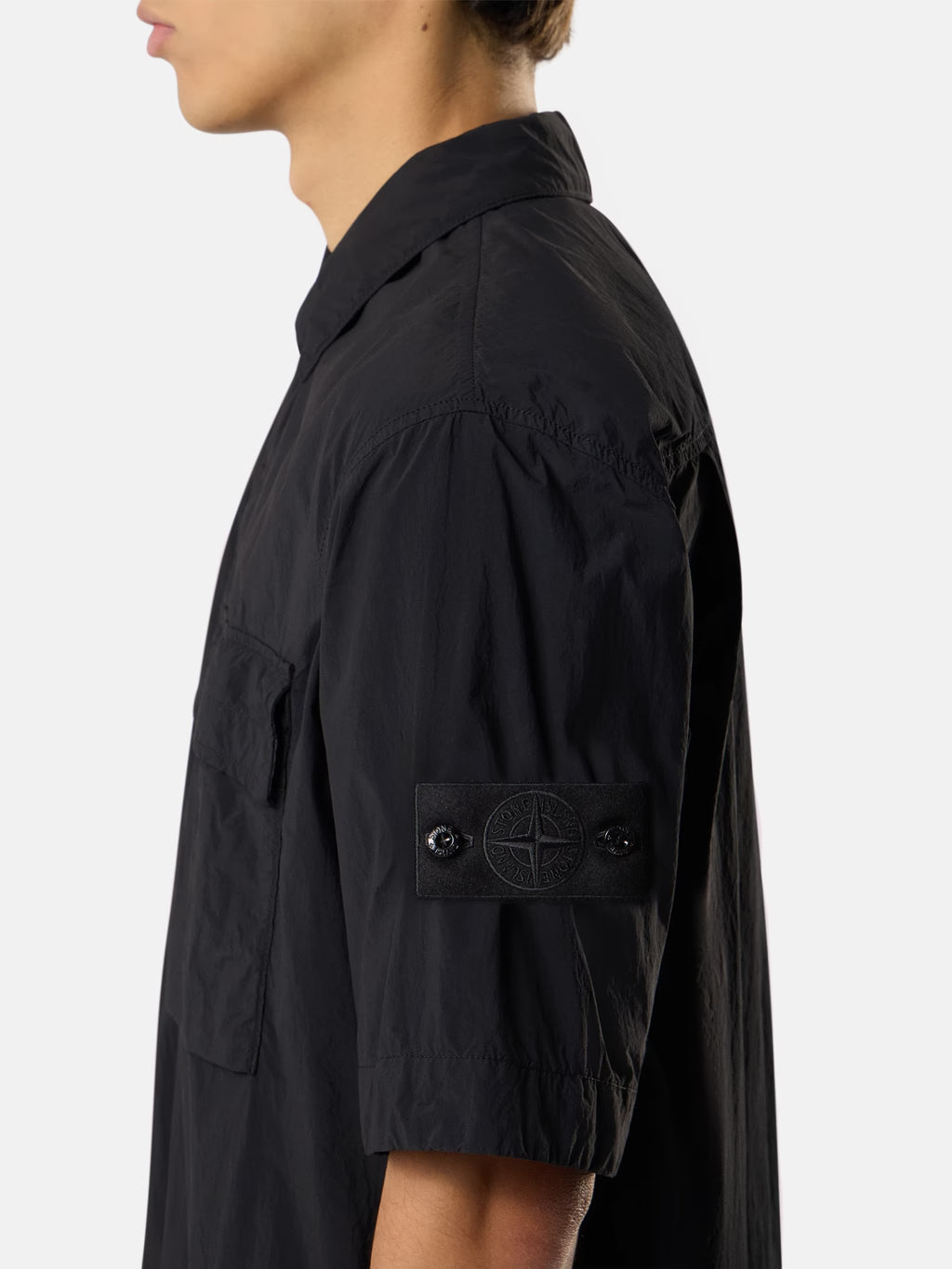 Stone Island Nylon Smerigliato Ghost Short-Sleeve Shirt in Black