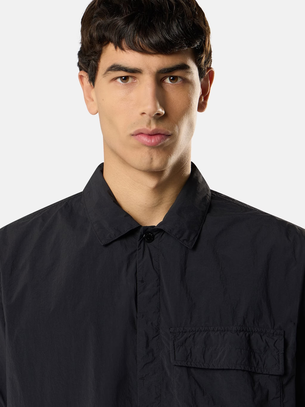 Stone Island Nylon Smerigliato Ghost Short-Sleeve Shirt in Black