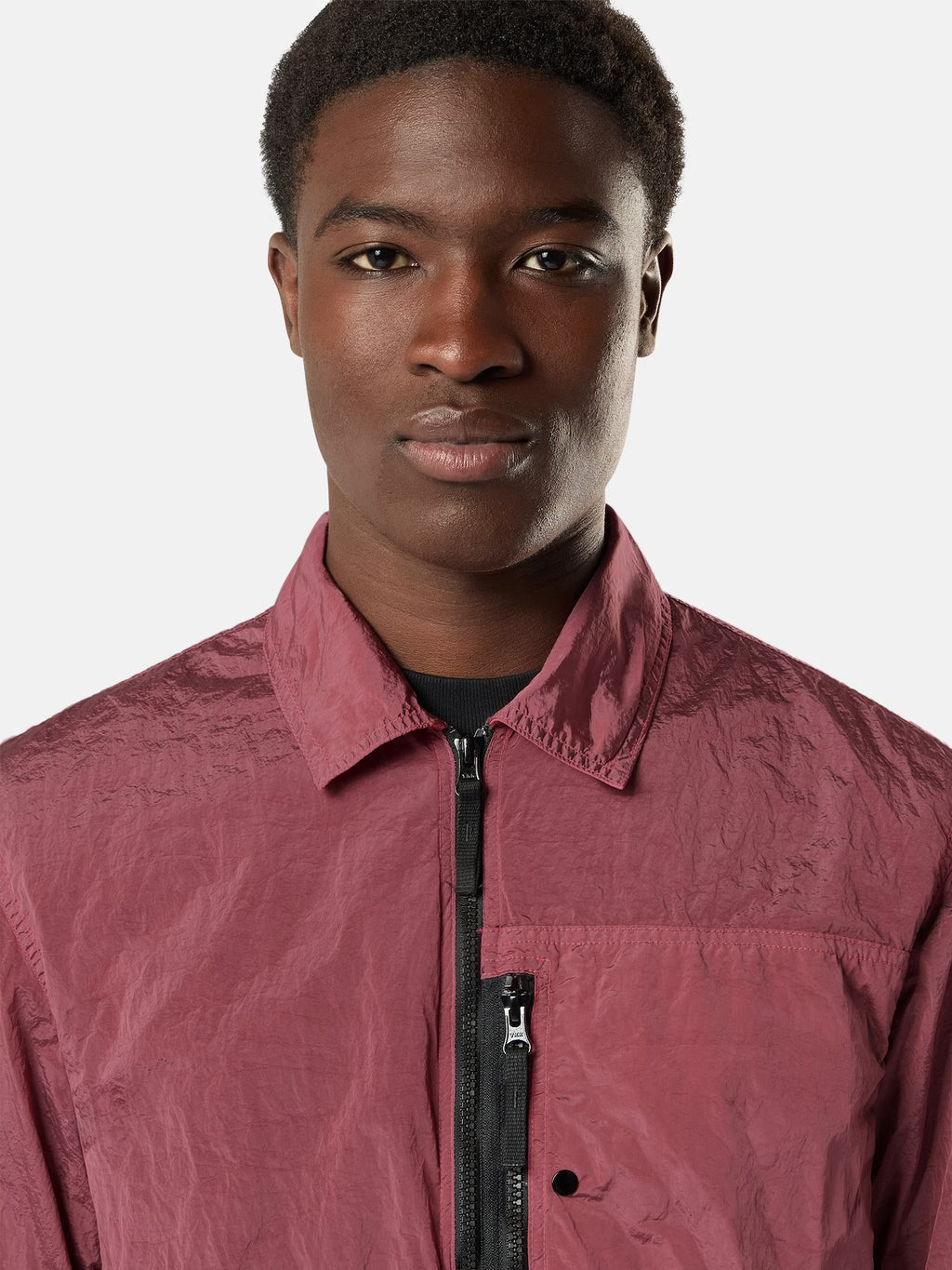 Stone Island Nylon Metal Chest Pocket Overshirt in Geranium